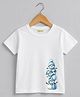 Palgrave 100% Cotton Knit Half Sleeves Snowman Printed Tee - White