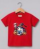 Palgrave 100% Cotton Knit Halloween Theme Half Sleeves Little Ghost & Pumpkin Printed Tee - Red