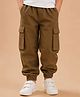 Kidbea Cotton Woven Solid Cargo Style Joggers - Brown