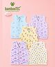 Kidbea Bamboo Woven Pack Of 5 Sleeveless Vehicles & Animals Printed Jhablas - Blue Lavender White & Cream