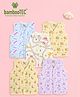 Kidbea Bamboo Woven Pack Of 5 Sleeveless Vehicles & Animals Printed Jhablas - Blue Lavender White & Cream