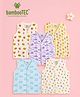 Kidbea Bamboo Woven Pack Of 5 Sleeveless Food & Numerical Printed Jhablas - Blue White Lavender & Cream