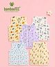 Kidbea Bamboo Woven Pack Of 5 Sleeveless Space Theme Alphabets & Animals Printed Jhablas - White Lavender Blue & Cream