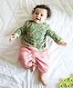 Tiber Taber 100% Cotton Woven Full Sleeves Floral Printed Kurta & Dhoti Set - Green
