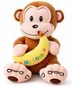 ELITE CREATIONS 50 cm Cute Monkey Plush Toy with Banana for Kids and Gifting - Brown