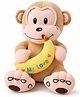 ELITE CREATIONS 50 cm Cute Monkey Plush Toy with Banana for Kids and Gifting - Beige