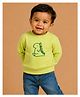 The Mom Store Terry Knit Full Sleeves Dinosaur Embroidered Sweatshirt - Lime Green