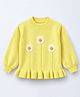 Little Surprise Box Blended Knit Full Sleeves Floral Applique Detailed Sweater - Yellow