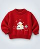 Little Surprise Box Blended Knit Christmas Theme Full Sleeves Christmas Tree Applique Detailed Sweater - Red