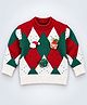 Little Surprise Box Blended Knit Christmas Theme Full Sleeves Geometric Printed Cap Applique Detailed Sweater - Cream