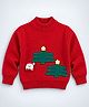 Little Surprise Box Blended Knit Christmas Theme Full Sleeves Santa Applique Detailed Sweater - Red