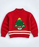 Little Surprise Box Blended Knit Christmas Theme Full Sleeves Christmas Tree Patch Detailed Sweater - Red