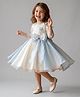 smile baby NX Tissue Woven Three Fourth Sleeves Floral & Bow Applique Detailed Dress - Sky Blue