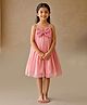 smile baby NX Satin Woven Sleeveless Pearl Embellished Bow Applique Detailed Dress - Pink