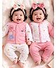 Mars Infiniti Cotton Knit Pack Of 2 Full Sleeves Birds Printed Tees & Pants Set - Pink