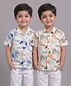 Mars Infiniti Cotton Woven Pack Of 2 Half Sleeves Floral & Leaves Printed Shirts - White & Beige