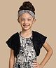 Lil' Drama Knit Cap Sleeves Solid Fur Detailed Shrug - Black