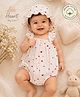 Nino Bambino Organic Cotton Knit Frill Sleeves Hearts Printed Onesie With Hat - White