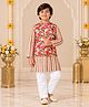 Freeplay Cotton Woven Full Sleeves Floral Printed Kurta & Pyjama With Jacket Set - Off White