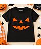 KNITROOT Cotton Knit Halloween Theme Half Sleeves Jack O Lantern Face Printed Tee - Black