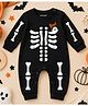 KNITROOT Cotton Knit Halloween Theme Half Sleeves Boo Text & Skeleton Printed Romper - Black