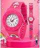 Spiky Bow & Rainbow Designed Analogue Watch - Pink