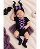 Tipy Tipy Tap Halloween Theme Half Sleeves Witch Costume Set With Cap & Socks - Black & Purple