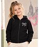 NUSYL Fleece Knit Full Sleeves Bow Printed Light Winter Hooded Jacket - Black