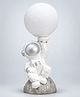 Little Surprise Box Astronaut Holding Moon Side Bed Table Lamp Kids Room Decor-Silver