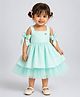 Little Surprise Box Knit Cold Shoulders Sleeveless Metal Applique Detailed Dress - Green