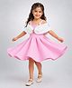 Little Surprise Box Blended Knit Cold Shoulder Sleeveless Bow & Floral Applique Detailed Dress - Pink