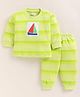 PIKKU Cotton Knit Full Sleeves Striped & Sailboat Printed Pre Winter Sweatshirt & Pants Set - Neon Green