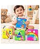 Fabrify 4-Book Set Comes with a Plastic Ring Soft Sensory Cloth Books for Babies, Crinkle Sound & Washable, Early Learning Themes Alphabet,Shape,Color, Fruits,Numbers,Non-Toxic & Educator