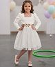 The Kids Club Cotton Blend Knit Full Sleeves Floral Embroidered Dress - White