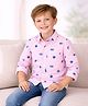 Cuttyfy Cotton Woven Full Sleeves Beach Theme Printed Shirt - Pink