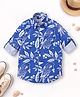 Cuttyfy Cotton Woven Full Sleeves Parrot & Leaves Printed Shirt - Royal Blue