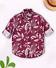 Cuttyfy Cotton Woven Full Sleeves Parrot & Leaves Printed Shirt - Wine