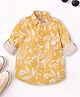 Cuttyfy Cotton Woven Full Sleeves Parrot & Leaves Printed Shirt - Yellow