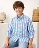 Cuttyfy Cotton Woven Full Sleeves Stars Embroidered & Striped Shirt - Blue