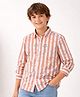 Cuttyfy Cotton Woven Full Sleeves Stars Embroidered & Striped Shirt - Orange