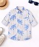 Cuttyfy Cotton Woven Full Sleeves Turtles Printed Shirt - Tan White & Blue