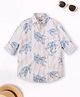 Cuttyfy Cotton Woven Full Sleeves Turtles Printed Shirt - Pink White & Grey