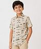 Cuttyfy Cotton Woven Half Sleeves Typography Printed Shirt - Beige