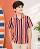 Cuttyfy Viscose Rayon Woven Half Sleeves Striped Shirt - Peach