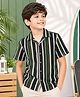 Cuttyfy Viscose Rayon Woven Half Sleeves Striped Shirt - Green