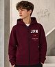 NUSYL Fleece Knit Full Sleeves JPN Text Printed Light Winter Sweatjacket - Burgundy