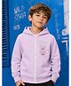 NUSYL Fleece Knit Full Sleeves JPN Text Printed Light Winter Sweatjacket - Lilac