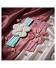 Radhya accessories Set Of 2 Floral Applique Detailed Headbands - Pink & Sea Green