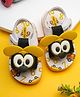 TOMSY CHOICE Eyes Applique Detailed Velcro Closure Sandals - White & Yellow
