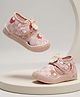 TOMSY CHOICE Animal Face Applique Detailed Velcro Closure Shoes - Peach